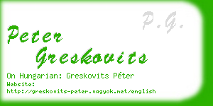 peter greskovits business card